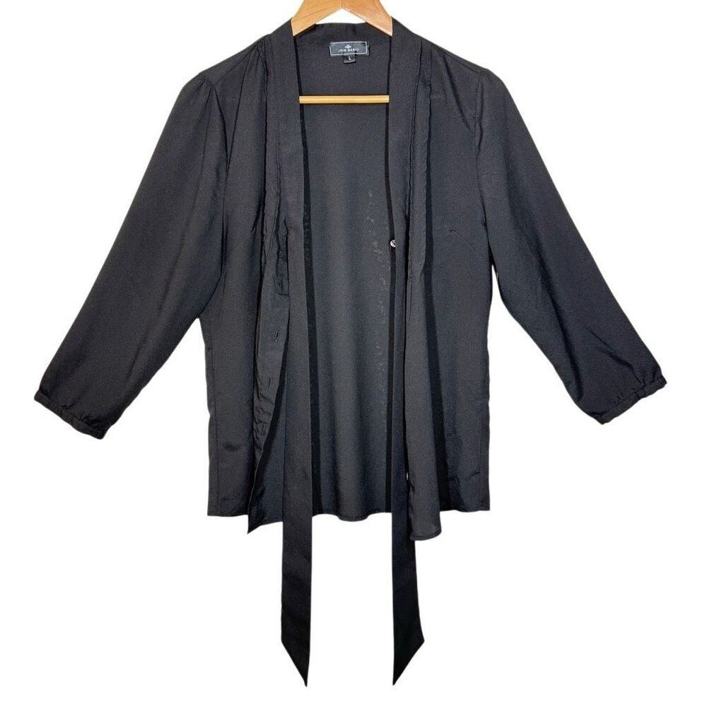 Iris Basic Black Long Sleeve Button Up Blouse Top… - image 8